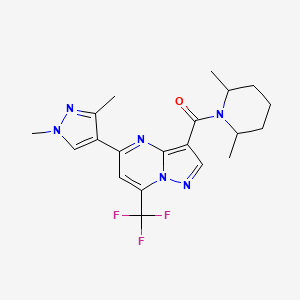 molecular formula C20H23F3N6O B4380082 (2,6-DIMETHYLPIPERIDINO)[5-(1,3-DIMETHYL-1H-PYRAZOL-4-YL)-7-(TRIFLUOROMETHYL)PYRAZOLO[1,5-A]PYRIMIDIN-3-YL]METHANONE 