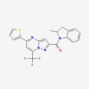 molecular formula C21H15F3N4OS B4380116 (2-METHYL-2,3-DIHYDRO-1H-INDOL-1-YL)[5-(2-THIENYL)-7-(TRIFLUOROMETHYL)PYRAZOLO[1,5-A]PYRIMIDIN-2-YL]METHANONE 