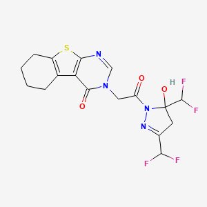 molecular formula C17H16F4N4O3S B4380138 3-{2-[3,5-bis(difluoromethyl)-5-hydroxy-4,5-dihydro-1H-pyrazol-1-yl]-2-oxoethyl}-5,6,7,8-tetrahydro[1]benzothieno[2,3-d]pyrimidin-4(3H)-one 