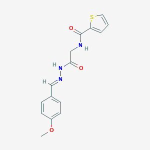 molecular formula C15H15N3O3S B438014 N-{2-[2-(4-methoxybenzylidene)hydrazino]-2-oxoethyl}-2-thiophenecarboxamide CAS No. 391886-16-1