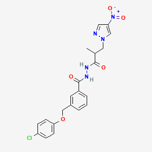 N-{3-[(4-CHLOROPHENOXY)METHYL]BENZOYL}-2-METHYL-3-(4-NITRO-1H-PYRAZOL-1-YL)PROPANOHYDRAZIDE