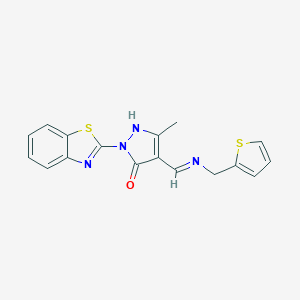 2-(1,3-benzothiazol-2-yl)-5-methyl-4-{[(thien-2-ylmethyl)imino]methyl}-1,2-dihydro-3H-pyrazol-3-one