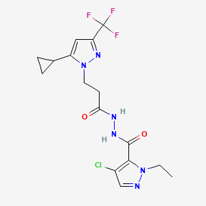 4-CHLORO-N-{3-[5-CYCLOPROPYL-3-(TRIFLUOROMETHYL)-1H-PYRAZOL-1-YL]PROPANOYL}-1-ETHYL-1H-PYRAZOLE-5-CARBOHYDRAZIDE