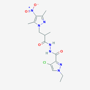 4-CHLORO-N-[3-(3,5-DIMETHYL-4-NITRO-1H-PYRAZOL-1-YL)-2-METHYLPROPANOYL]-1-ETHYL-1H-PYRAZOLE-3-CARBOHYDRAZIDE