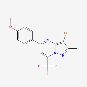 molecular formula C15H11BrF3N3O B4380317 3-bromo-5-(4-methoxyphenyl)-2-methyl-7-(trifluoromethyl)pyrazolo[1,5-a]pyrimidine 