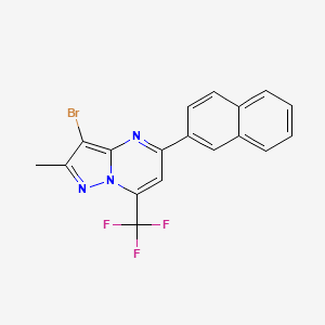 molecular formula C18H11BrF3N3 B4380322 3-bromo-2-methyl-5-(2-naphthyl)-7-(trifluoromethyl)pyrazolo[1,5-a]pyrimidine 