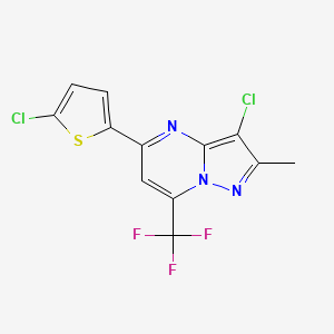 molecular formula C12H6Cl2F3N3S B4380340 3-chloro-5-(5-chloro-2-thienyl)-2-methyl-7-(trifluoromethyl)pyrazolo[1,5-a]pyrimidine 