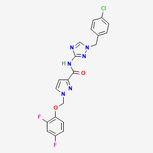 molecular formula C20H15ClF2N6O2 B4380380 N-[1-(4-chlorobenzyl)-1H-1,2,4-triazol-3-yl]-1-[(2,4-difluorophenoxy)methyl]-1H-pyrazole-3-carboxamide 