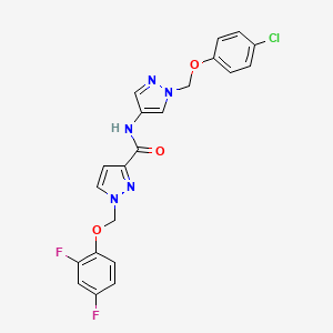 molecular formula C21H16ClF2N5O3 B4380398 N-{1-[(4-chlorophenoxy)methyl]-1H-pyrazol-4-yl}-1-[(2,4-difluorophenoxy)methyl]-1H-pyrazole-3-carboxamide 