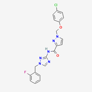 molecular formula C20H16ClFN6O2 B4380417 1-[(4-chlorophenoxy)methyl]-N-[1-(2-fluorobenzyl)-1H-1,2,4-triazol-3-yl]-1H-pyrazole-3-carboxamide 