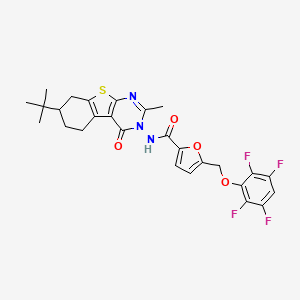 molecular formula C27H25F4N3O4S B4380441 N-[7-(TERT-BUTYL)-2-METHYL-4-OXO-5,6,7,8-TETRAHYDRO[1]BENZOTHIENO[2,3-D]PYRIMIDIN-3(4H)-YL]-5-[(2,3,5,6-TETRAFLUOROPHENOXY)METHYL]-2-FURAMIDE 