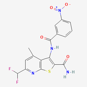 6-(difluoromethyl)-4-methyl-3-[(3-nitrobenzoyl)amino]thieno[2,3-b]pyridine-2-carboxamide