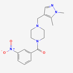 {4-[(1,5-dimethyl-1H-pyrazol-4-yl)methyl]piperazino}(3-nitrophenyl)methanone