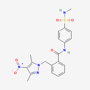 molecular formula C20H21N5O5S B4380540 2-[(3,5-dimethyl-4-nitro-1H-pyrazol-1-yl)methyl]-N-{4-[(methylamino)sulfonyl]phenyl}benzamide 