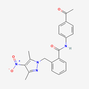 N-(4-acetylphenyl)-2-[(3,5-dimethyl-4-nitro-1H-pyrazol-1-yl)methyl]benzamide