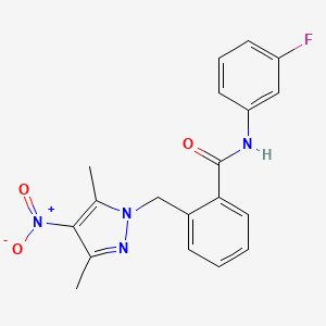 2-[(3,5-dimethyl-4-nitro-1H-pyrazol-1-yl)methyl]-N-(3-fluorophenyl)benzamide