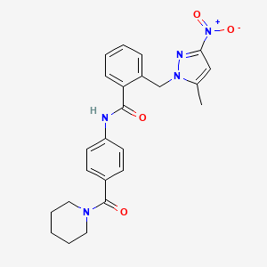 molecular formula C24H25N5O4 B4380585 2-[(5-METHYL-3-NITRO-1H-PYRAZOL-1-YL)METHYL]-N-[4-(PIPERIDINOCARBONYL)PHENYL]BENZAMIDE 