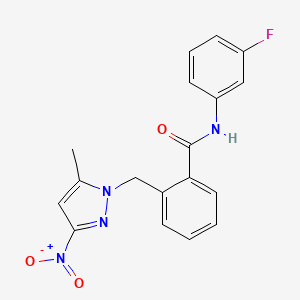 N-(3-fluorophenyl)-2-[(5-methyl-3-nitro-1H-pyrazol-1-yl)methyl]benzamide