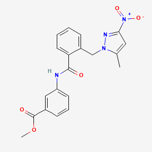 molecular formula C20H18N4O5 B4380603 methyl 3-({2-[(5-methyl-3-nitro-1H-pyrazol-1-yl)methyl]benzoyl}amino)benzoate 