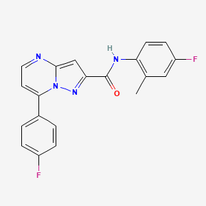 molecular formula C20H14F2N4O B4380617 N-(4-fluoro-2-methylphenyl)-7-(4-fluorophenyl)pyrazolo[1,5-a]pyrimidine-2-carboxamide 