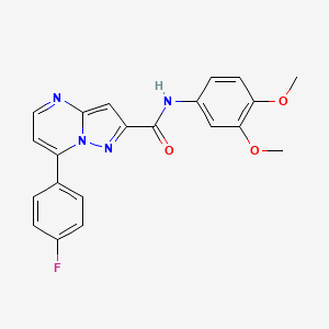 molecular formula C21H17FN4O3 B4380634 N-(3,4-dimethoxyphenyl)-7-(4-fluorophenyl)pyrazolo[1,5-a]pyrimidine-2-carboxamide 