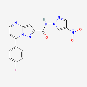 7-(4-fluorophenyl)-N-(4-nitro-1H-pyrazol-1-yl)pyrazolo[1,5-a]pyrimidine-2-carboxamide