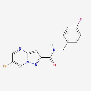 molecular formula C14H10BrFN4O B4380681 6-bromo-N-(4-fluorobenzyl)pyrazolo[1,5-a]pyrimidine-2-carboxamide 