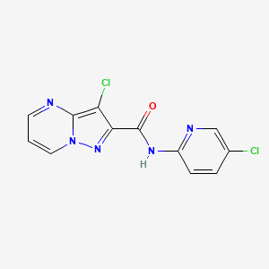 molecular formula C12H7Cl2N5O B4380753 3-CHLORO-N~2~-(5-CHLORO-2-PYRIDYL)PYRAZOLO[1,5-A]PYRIMIDINE-2-CARBOXAMIDE 