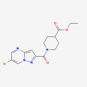 molecular formula C15H17BrN4O3 B4380764 ethyl 1-[(6-bromopyrazolo[1,5-a]pyrimidin-2-yl)carbonyl]-4-piperidinecarboxylate 