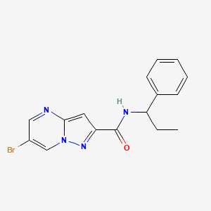 molecular formula C16H15BrN4O B4380791 6-bromo-N-(1-phenylpropyl)pyrazolo[1,5-a]pyrimidine-2-carboxamide 