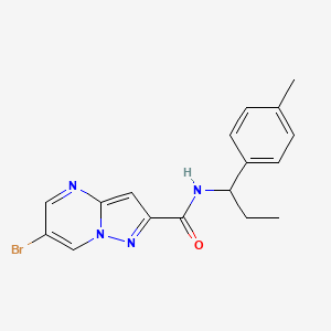 molecular formula C17H17BrN4O B4380793 6-bromo-N-[1-(4-methylphenyl)propyl]pyrazolo[1,5-a]pyrimidine-2-carboxamide 