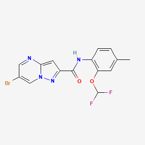 molecular formula C15H11BrF2N4O2 B4380801 6-bromo-N-[2-(difluoromethoxy)-4-methylphenyl]pyrazolo[1,5-a]pyrimidine-2-carboxamide 