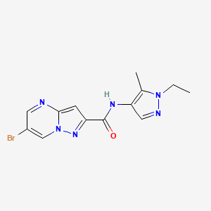 molecular formula C13H13BrN6O B4380823 6-bromo-N-(1-ethyl-5-methyl-1H-pyrazol-4-yl)pyrazolo[1,5-a]pyrimidine-2-carboxamide 