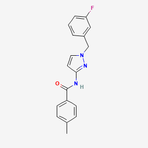 molecular formula C18H16FN3O B4380828 N-[1-(3-fluorobenzyl)-1H-pyrazol-3-yl]-4-methylbenzamide 