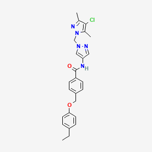 molecular formula C25H26ClN5O2 B4380853 N~1~-{1-[(4-CHLORO-3,5-DIMETHYL-1H-PYRAZOL-1-YL)METHYL]-1H-PYRAZOL-4-YL}-4-[(4-ETHYLPHENOXY)METHYL]BENZAMIDE 