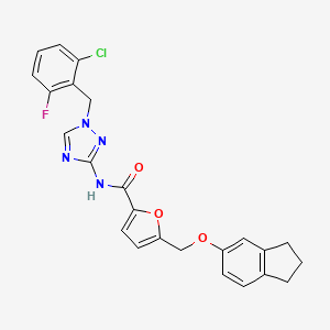 molecular formula C24H20ClFN4O3 B4380861 N-[1-(2-chloro-6-fluorobenzyl)-1H-1,2,4-triazol-3-yl]-5-[(2,3-dihydro-1H-inden-5-yloxy)methyl]-2-furamide 