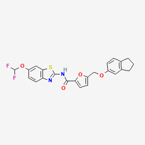 molecular formula C23H18F2N2O4S B4380865 N-[6-(difluoromethoxy)-1,3-benzothiazol-2-yl]-5-[(2,3-dihydro-1H-inden-5-yloxy)methyl]-2-furamide 