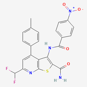 6-(difluoromethyl)-4-(4-methylphenyl)-3-[(4-nitrobenzoyl)amino]thieno[2,3-b]pyridine-2-carboxamide