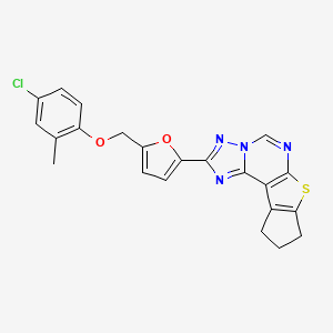 molecular formula C22H17ClN4O2S B4380917 2-{5-[(4-chloro-2-methylphenoxy)methyl]-2-furyl}-9,10-dihydro-8H-cyclopenta[4,5]thieno[3,2-e][1,2,4]triazolo[1,5-c]pyrimidine 