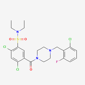 molecular formula C22H25Cl3FN3O3S B4380925 2,4-DICHLORO-5-{[4-(2-CHLORO-6-FLUOROBENZYL)PIPERAZINO]CARBONYL}-N,N-DIETHYL-1-BENZENESULFONAMIDE 