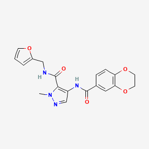 molecular formula C19H18N4O5 B4380968 4-[(2,3-dihydro-1,4-benzodioxin-6-ylcarbonyl)amino]-N-(2-furylmethyl)-1-methyl-1H-pyrazole-5-carboxamide 