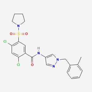 2,4-dichloro-N-[1-(2-methylbenzyl)-1H-pyrazol-4-yl]-5-(1-pyrrolidinylsulfonyl)benzamide