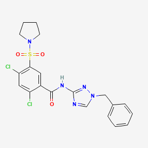 molecular formula C20H19Cl2N5O3S B4380981 N-(1-benzyl-1H-1,2,4-triazol-3-yl)-2,4-dichloro-5-(1-pyrrolidinylsulfonyl)benzamide 