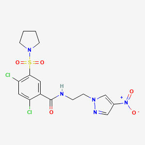 2,4-dichloro-N-[2-(4-nitro-1H-pyrazol-1-yl)ethyl]-5-(1-pyrrolidinylsulfonyl)benzamide