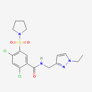 molecular formula C17H20Cl2N4O3S B4380984 2,4-dichloro-N-[(1-ethyl-1H-pyrazol-3-yl)methyl]-5-(1-pyrrolidinylsulfonyl)benzamide 