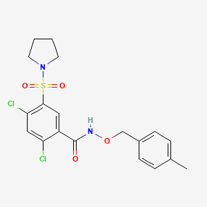 2,4-dichloro-N-[(4-methylbenzyl)oxy]-5-(1-pyrrolidinylsulfonyl)benzamide