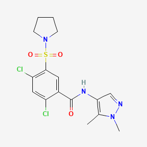 2,4-dichloro-N-(1,5-dimethyl-1H-pyrazol-4-yl)-5-(1-pyrrolidinylsulfonyl)benzamide