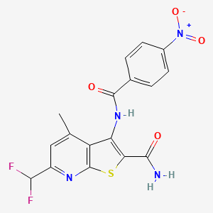 molecular formula C17H12F2N4O4S B4381017 6-(difluoromethyl)-4-methyl-3-[(4-nitrobenzoyl)amino]thieno[2,3-b]pyridine-2-carboxamide CAS No. 7168-21-0