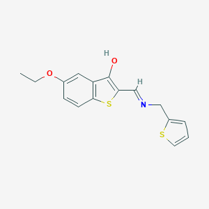 molecular formula C16H15NO2S2 B438103 5-ethoxy-2-{[(thien-2-ylmethyl)amino]methylene}-1-benzothiophen-3(2H)-one 