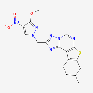 molecular formula C17H17N7O3S B4381054 2-[(3-methoxy-4-nitro-1H-pyrazol-1-yl)methyl]-9-methyl-8,9,10,11-tetrahydro[1]benzothieno[3,2-e][1,2,4]triazolo[1,5-c]pyrimidine 